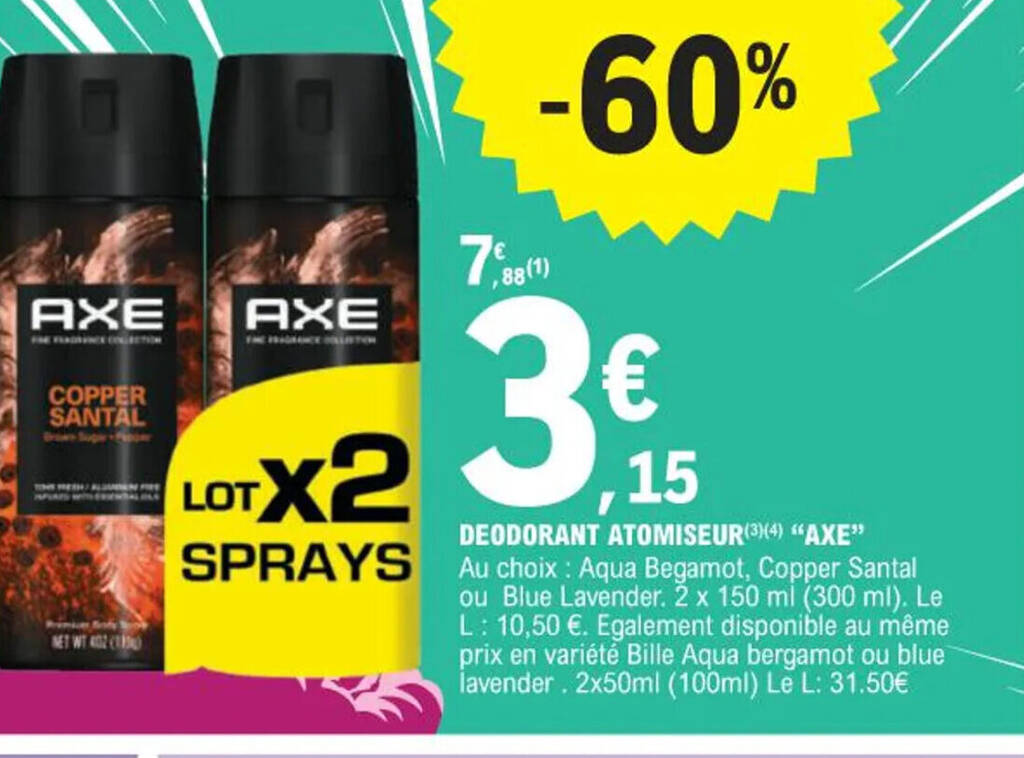 Promo Deodorant Atomiseur Axe Chez E Leclerc