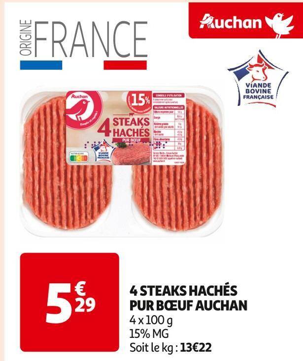 Promo Auchan Steaks Hach S Pur B Uf Chez Auchan Supermarch