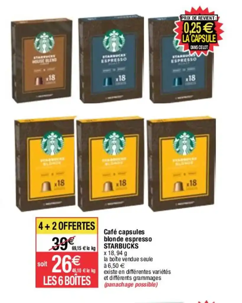 Promo Caf Capsules Blonde Espresso Starbucks Chez Migros