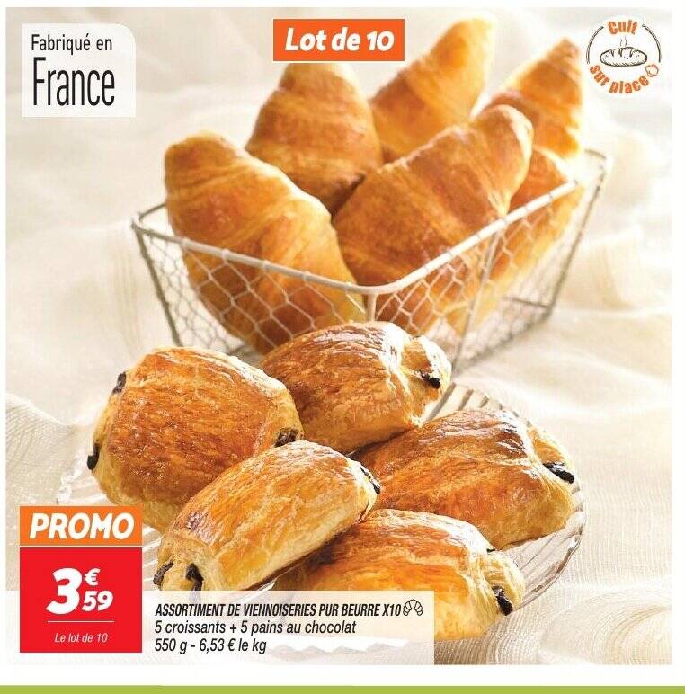 Promo ASSORTIMENT DE VIENNOISERIES PUR BEURRE X10 Chez Netto