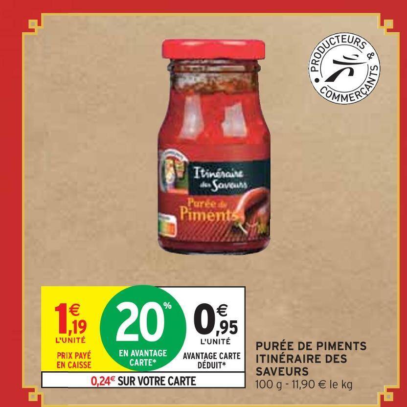 Promo ITINÉRAIRE DES SAVEURS PURÉE DE PIMENTS chez Intermarché