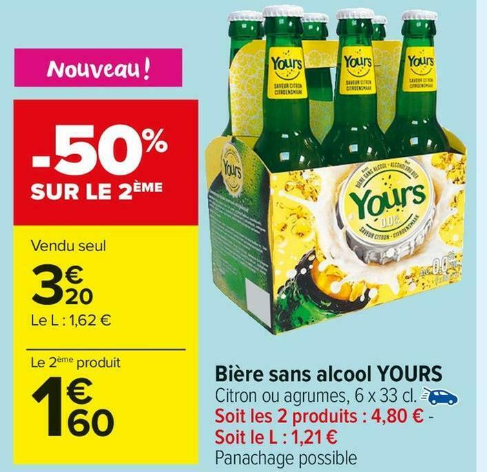 Promo Yours Bi Re Sans Alcool Chez Carrefour Market