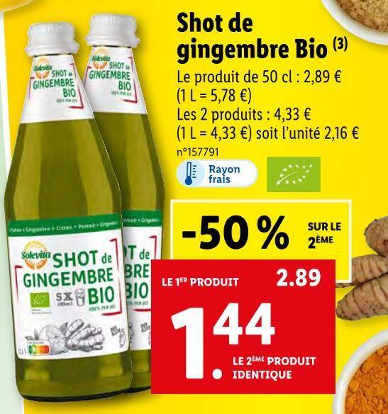 Promo Solevita Shot De Gingembre Bio Chez Lidl