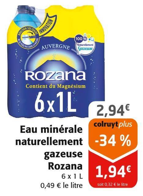 Promo Rozana Eau minérale naturellement gazeuse chez Colruyt