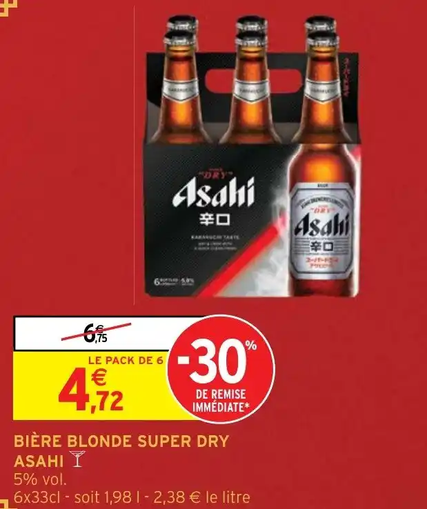 Promo BIÈRE BLONDE SUPER DRY ASAHI Y chez Intermarché Hyper