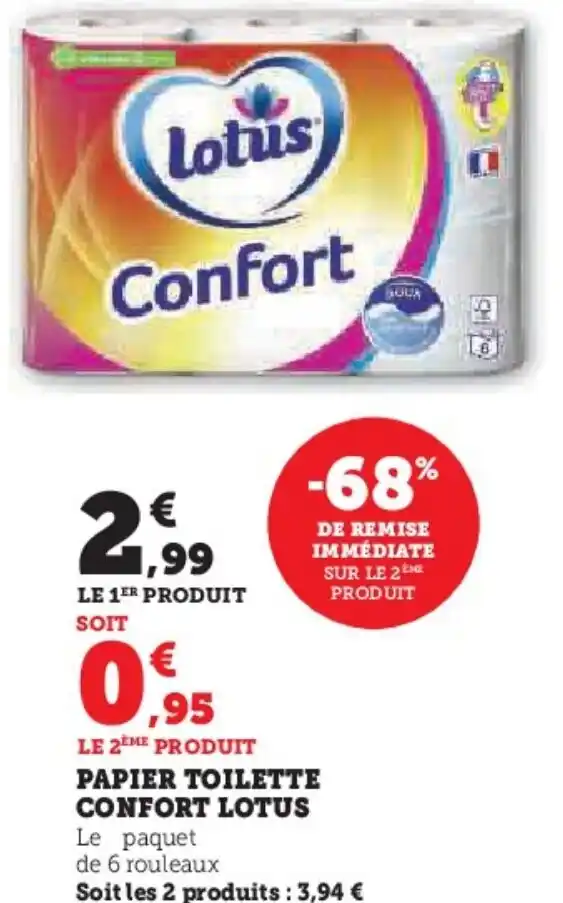 Promo Papier Toilette Confort Lotus Chez U Express