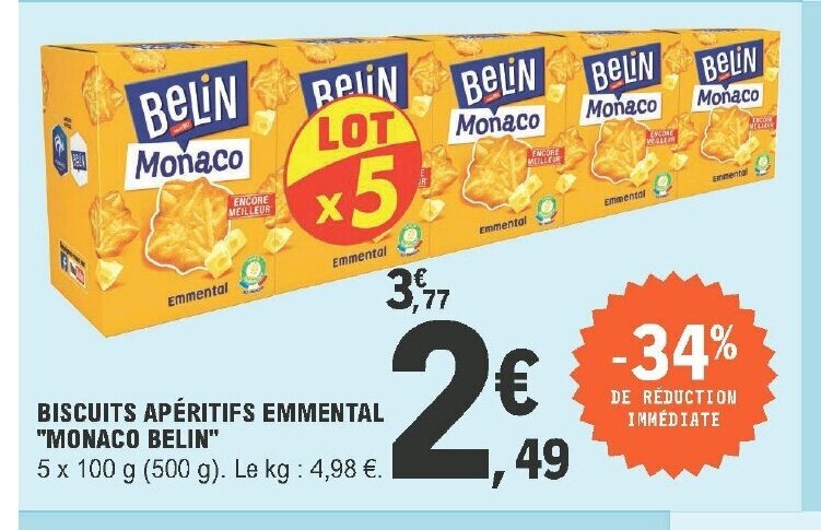 Promo Biscuits Ap Ritifs Emmental Monaco Belin Chez E Leclerc