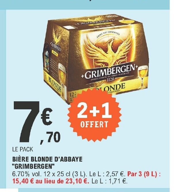 Promo Bi Re Blonde D Abbaye Grimbergen Chez E Leclerc