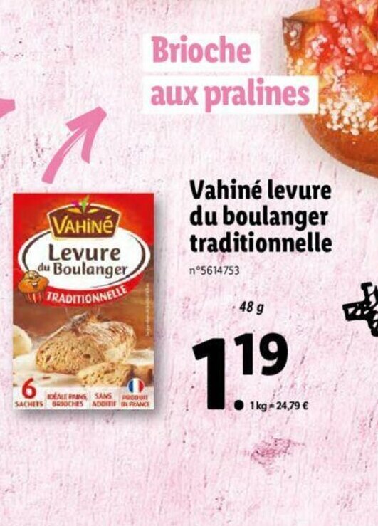 Promo Vahin Levure Du Boulanger Traditionnelle Chez Lidl