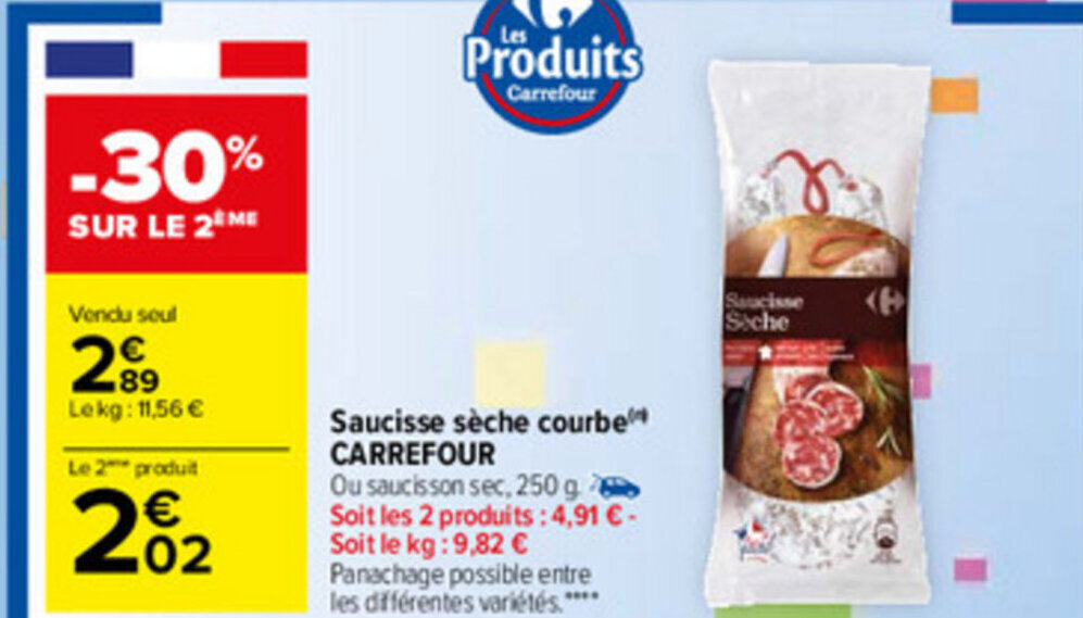 Promo Saucisse S Che Courbe Chez Carrefour