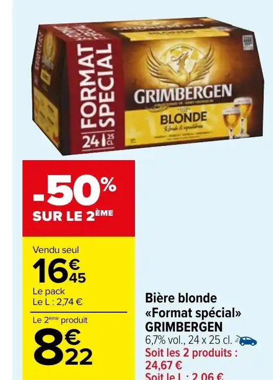 Promo Bière blonde Format spécial GRIMBERGEN chez Carrefour Market