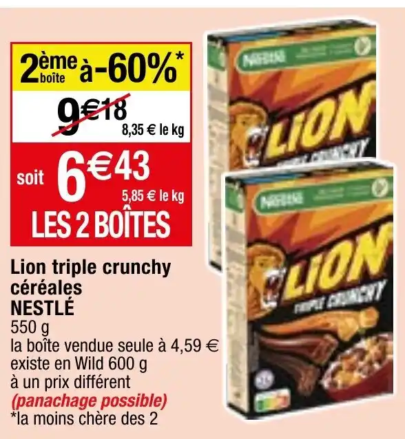 Promo Lion triple crunchy céréales NESTLÉ chez Migros