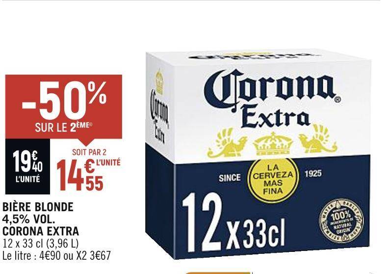 Promo Corona Extra Bi Re Blonde Vol Chez Spar