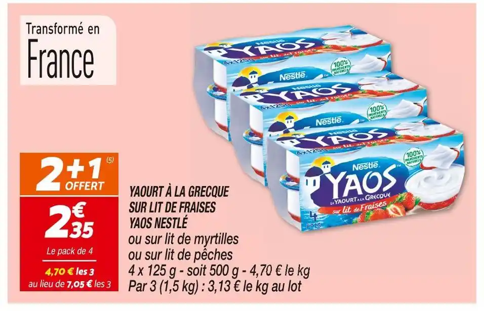 Promo Nestl Yaos Yaourt La Grecque Sur Lit De Fraises Chez Netto