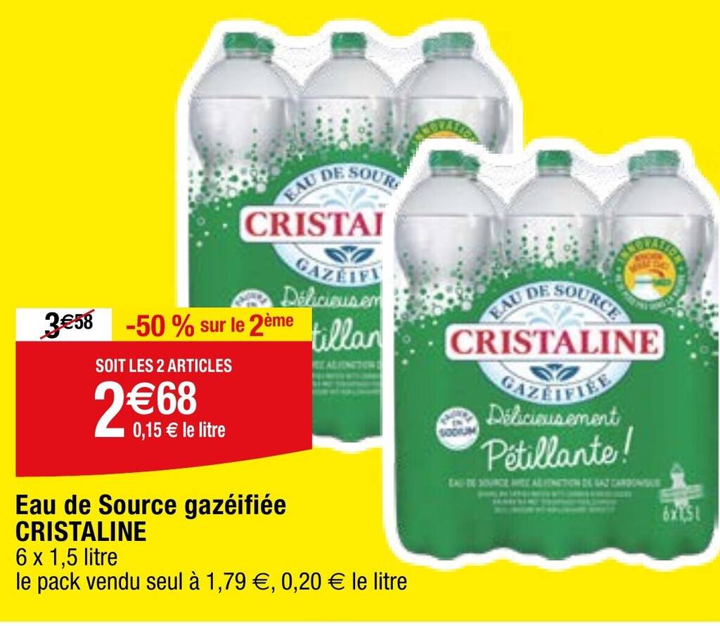 Promo Eau de Source gazéifiée CRISTALINE chez Migros