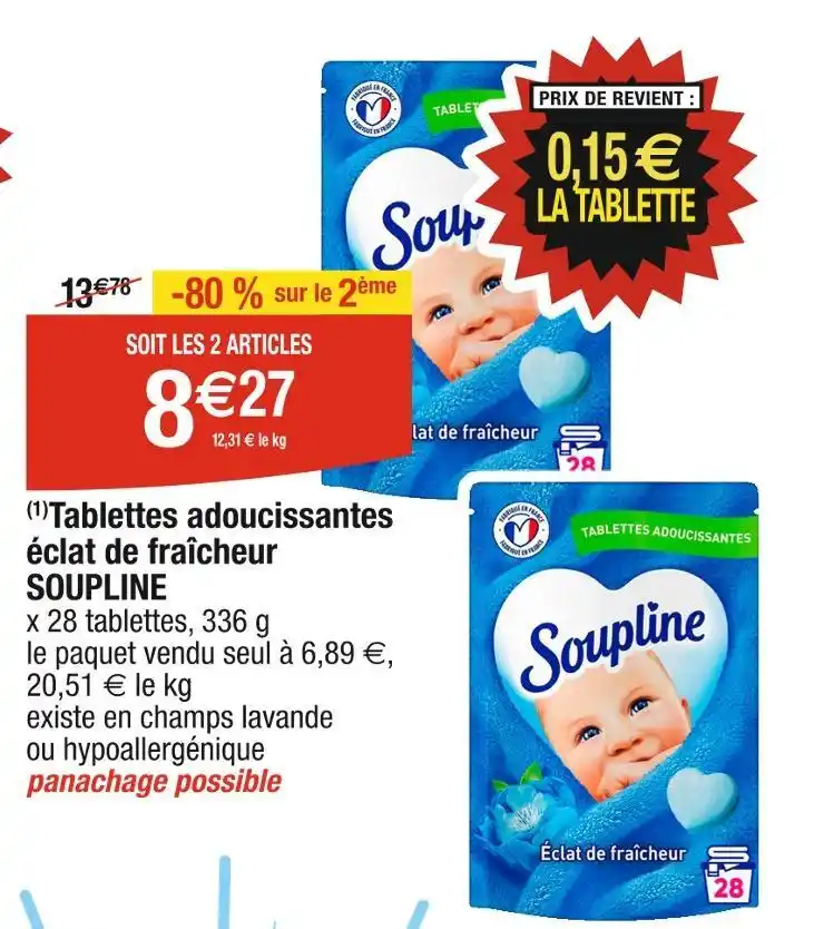 Promo Soupline Tablettes Adoucissantes Clat De Fra Cheur Chez Cora