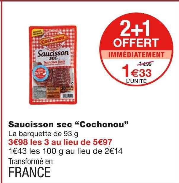 Promo Cochonou Saucisson Sec Chez Monoprix