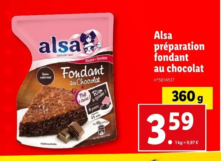 Promo Alsa Pr Paration Fondant Au Chocolat Chez Lidl