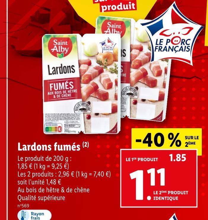 Promo Saint Alby Lardons Fum S Chez Lidl