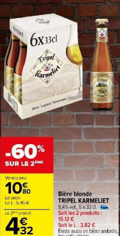 Promo Bi Re Blonde Tripel Karmeliet Chez Carrefour Market