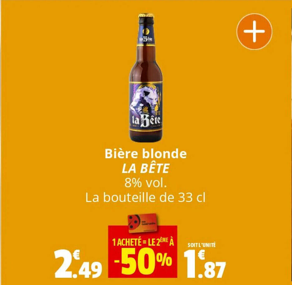 Promo Bière blonde LA BÊTE 8 vol chez Coccinelle Supermarché