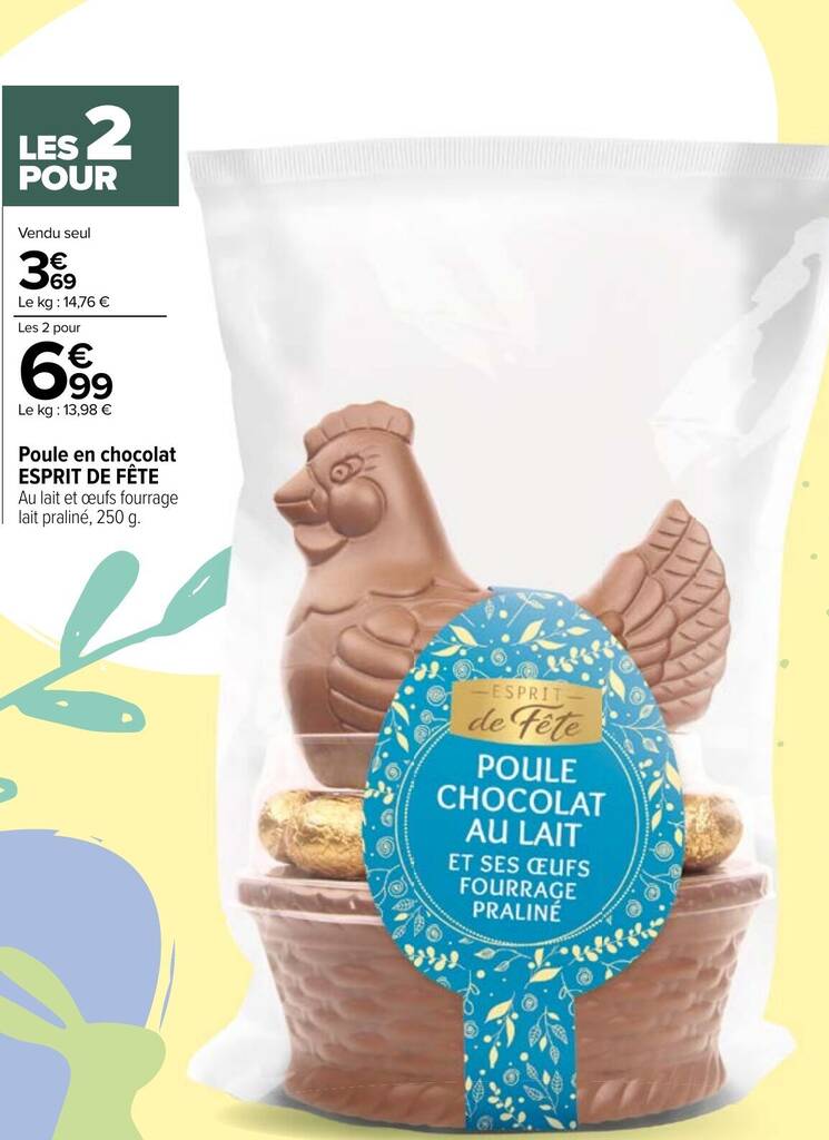 Promo Poule En Chocolat Esprit De F Te Chez Carrefour Market