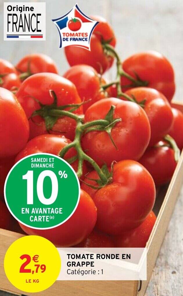 Promo Tomate Ronde En Grappe Chez Intermarch Hyper