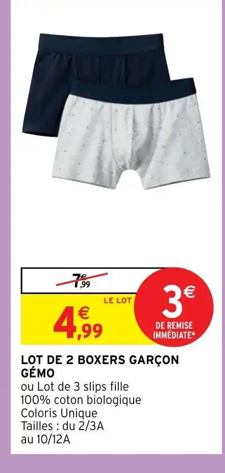 Promo Lot De Boxers Gar On G Mo Chez Intermarch Hyper