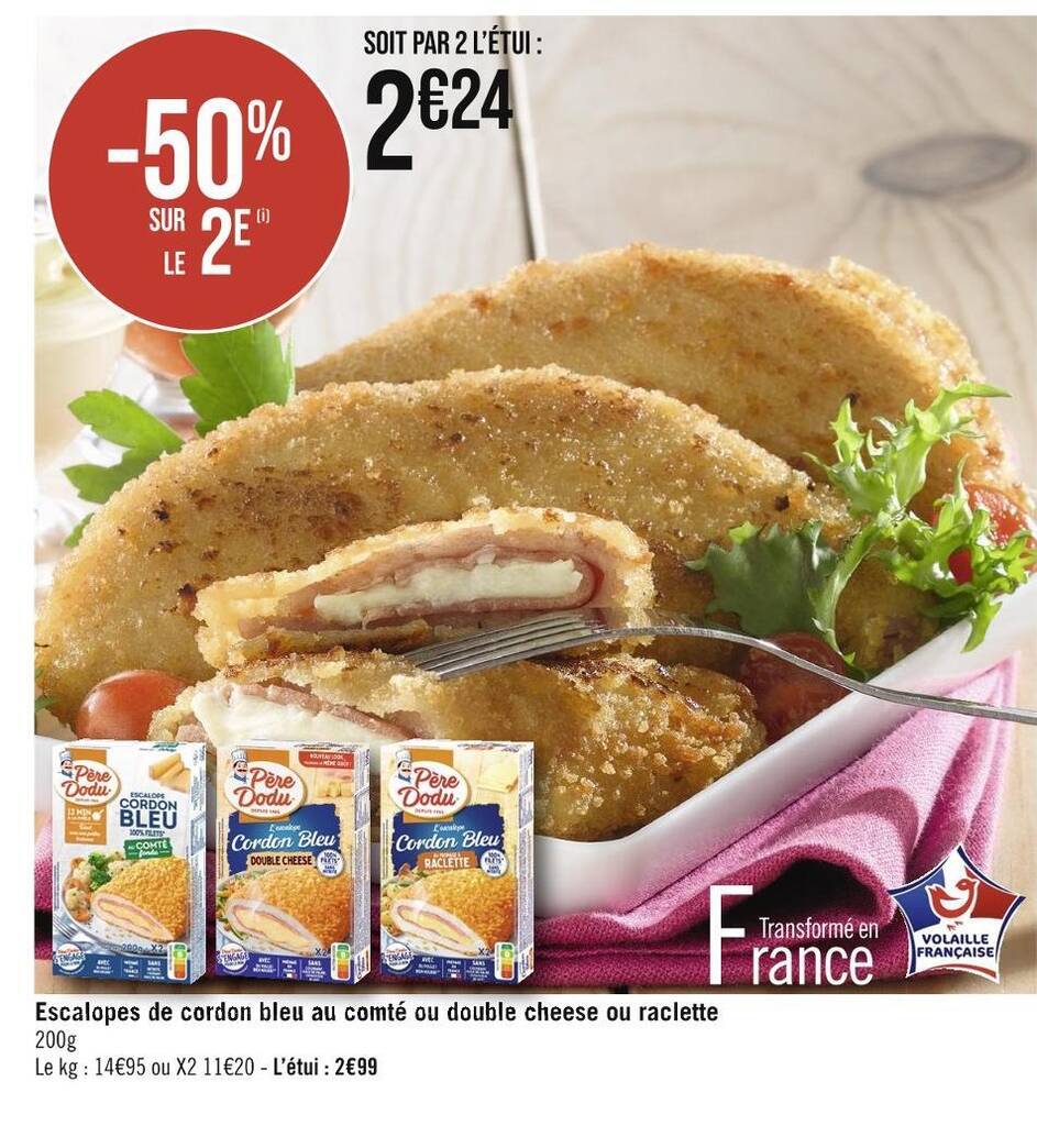 Promo P Re Dodu Escalopes De Cordon Bleu Au Comt Ou Double Cheese Ou