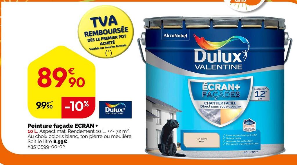 Promo DULUX VALENTINE Peinture façade ECRAN chez Weldom