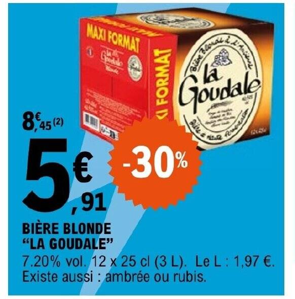 Promo BIÈRE BLONDE LA GOUDALE chez E Leclerc Express