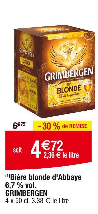 Promo Grimbergen Bi Re Blonde D Abbaye Vol Chez Cora