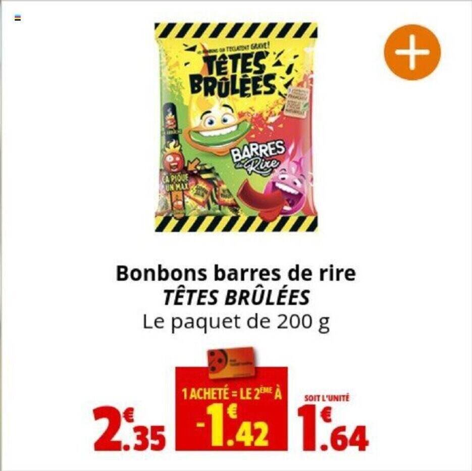 Promo Bonbons Barres De Rire T Tes Br L Es Le Paquet De G Chez