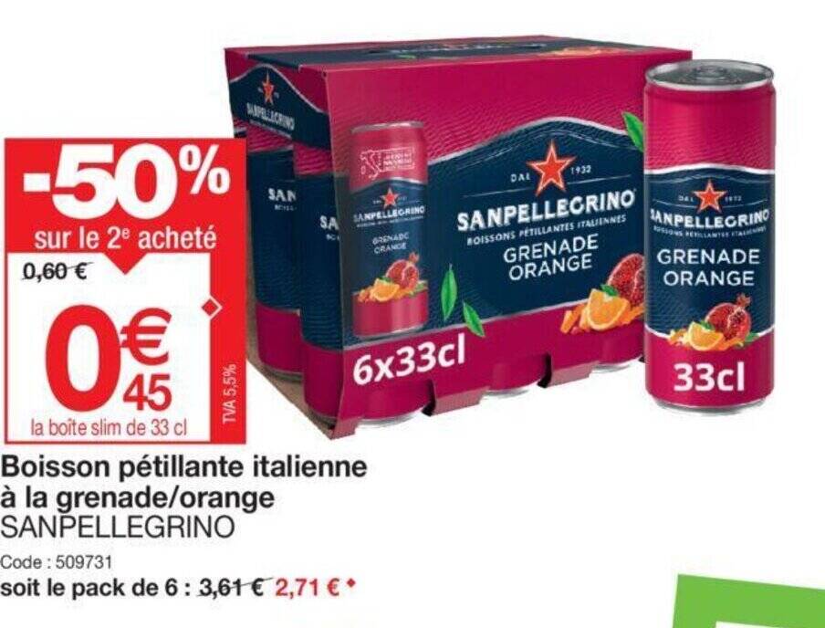 Promo Boisson P Tillante Italienne La Grenade Orange Sanpellegrino