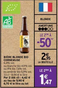 Promo Cornemuse biere blonde bio chez Intermarché Hyper