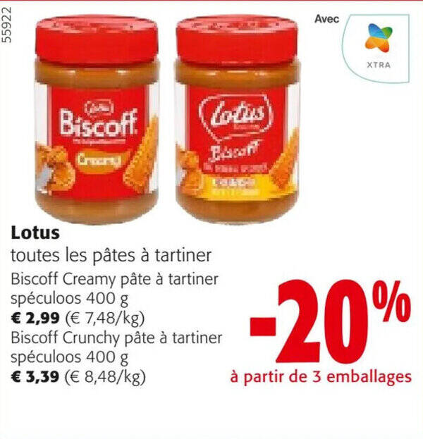 Promo Lotus Toutes Les P Tes Tartiner Biscoff Creamy P Te Tartiner