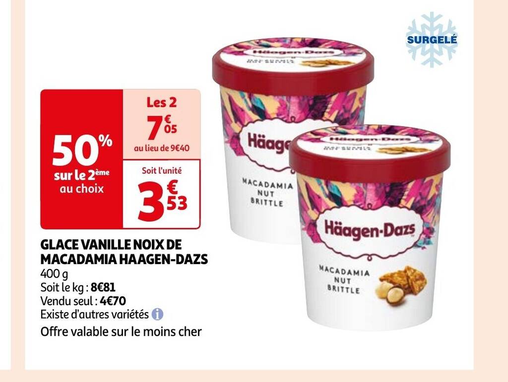 Promo Glace Vanille Noix De Macadamia Haagen Dazs Chez Auchan