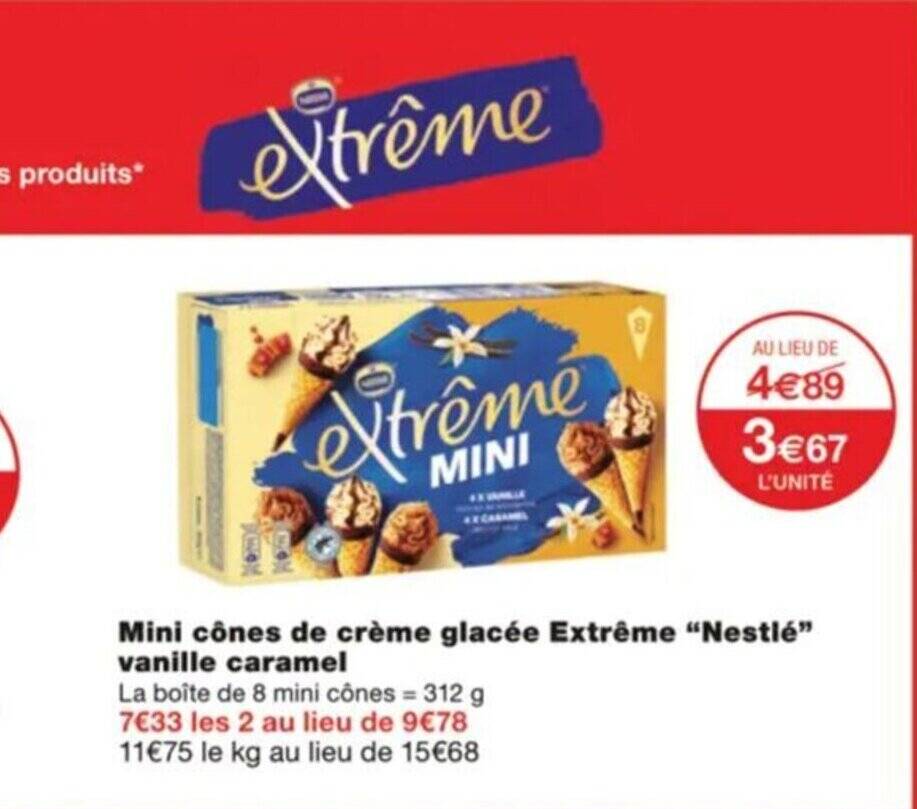 Promo Mini cônes de crème glacée Extrême Nestlé vanille caramel chez