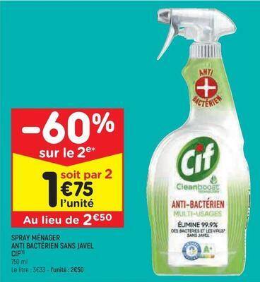 Promo Cif Spray M Nager Anti Bact Rien Sans Javel Chez Leader Price