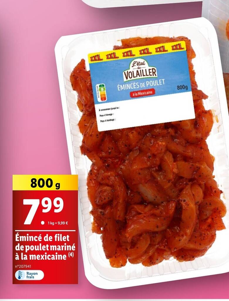 Promo Émincé de filet de poulet mariné à la mexicaine 4 chez Lidl