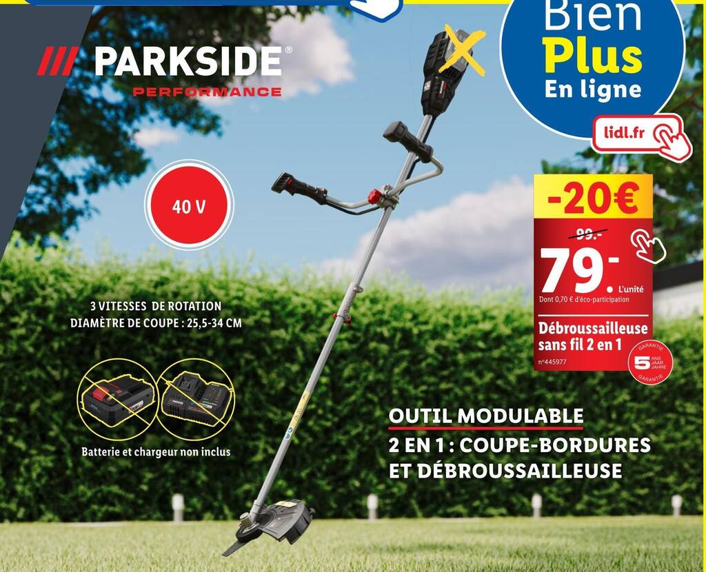 Promo PARKSIDE Débroussailleuse sans fil 2 en 1 chez Lidl