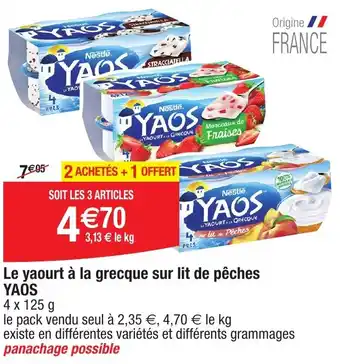 Promo Le yaourt à la grecque sur lit de pêches YAOS chez Migros