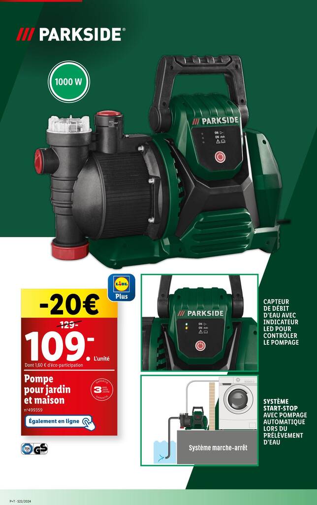 Promo PARKSIDE Pompe Pour Jardin Et Maison Chez Lidl