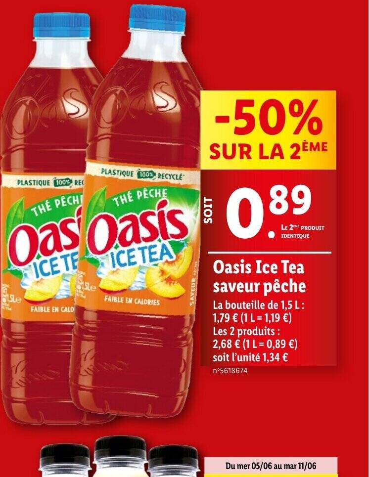 Promo Oasis Ice Tea Saveur P Che Chez Lidl