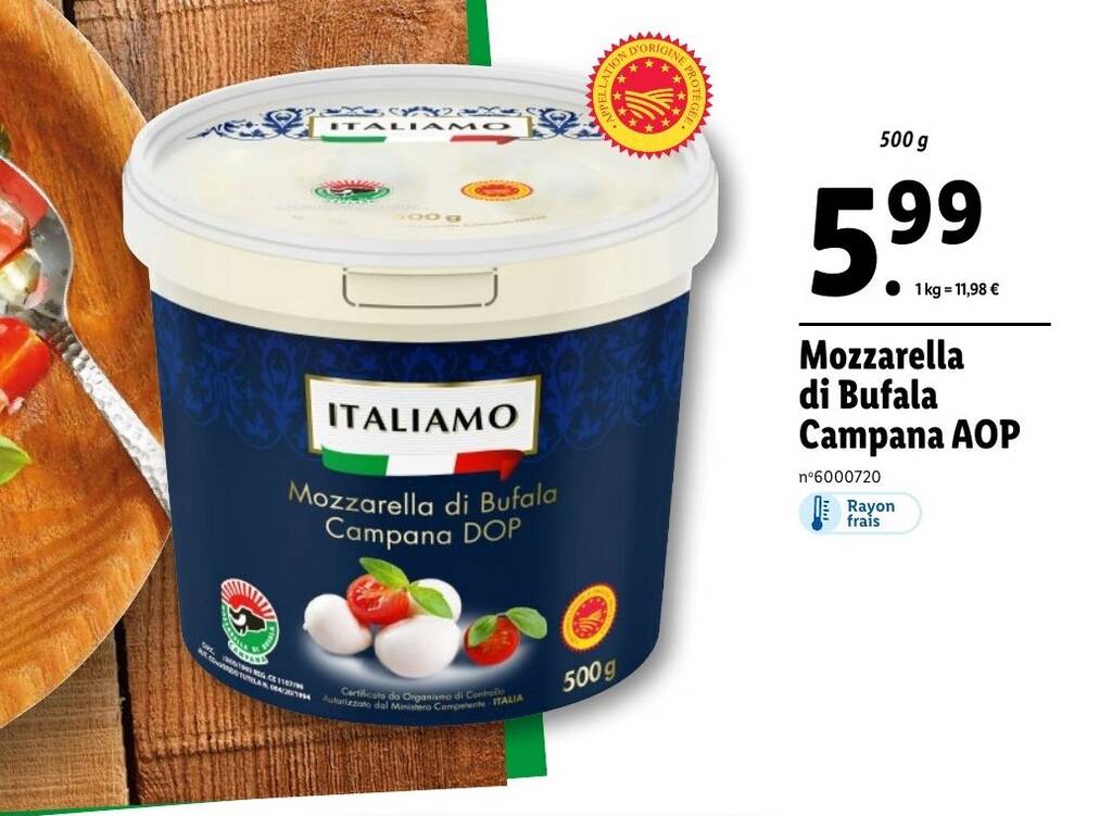 Promo Mozzarella Di Bufala Campana AOP Chez Lidl