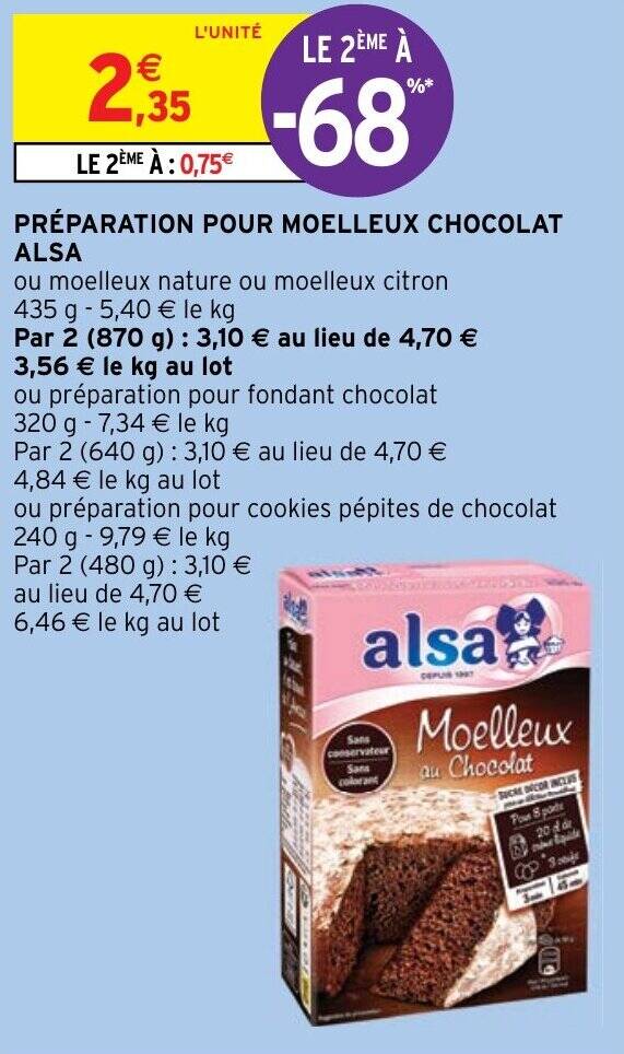 Promo PRÉPARATION POUR MOELLEUX CHOCOLAT ALSA chez Intermarché Hyper