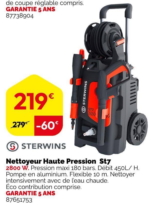 Promo Sterwins Nettoyeur Haute Pression St Chez Weldom