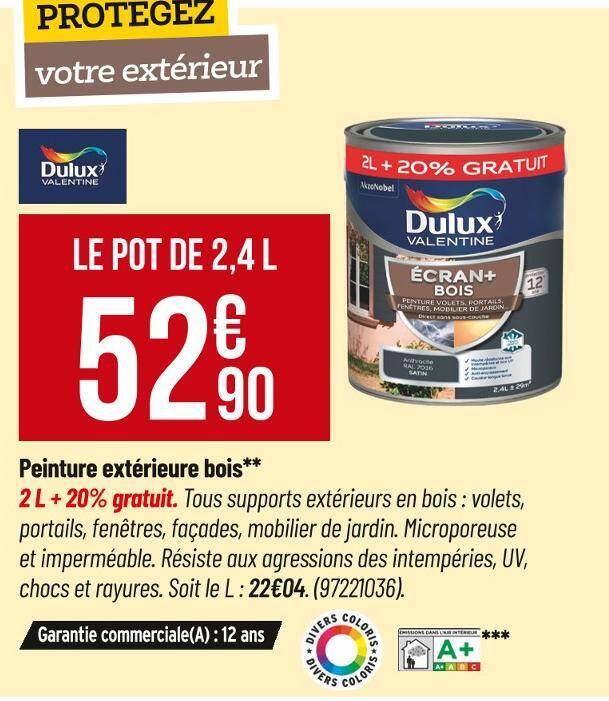 Promo Dulux Valentine Peinture Ext Rieure Bois Chez Bricorama