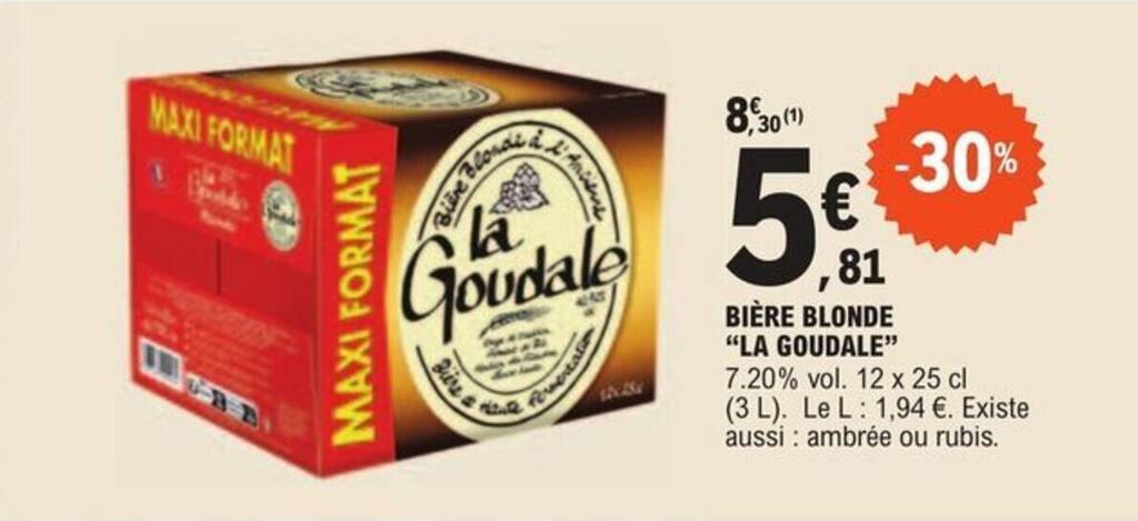 Promo BIÈRE BLONDE LA GOUDALE chez E Leclerc