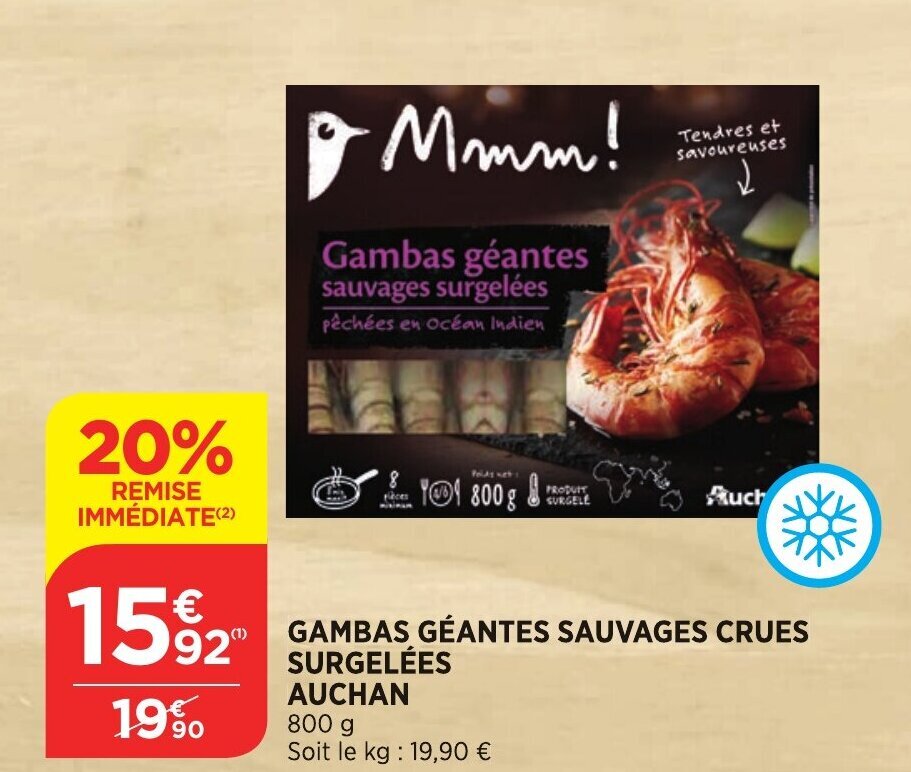 Promo Gambas géantes sauvages crues surgelées auchan chez Bi1